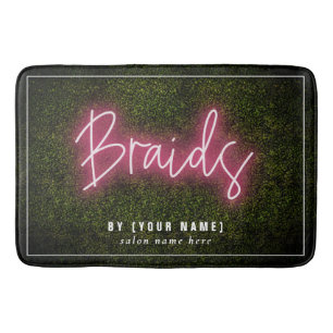 Alfombrilla De Baño Braids Neon Boxwood Hair Salon Cosmetólogo