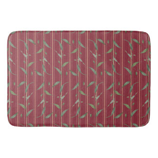 Alfombrilla De Baño Branch of leaves on red wallpaper shower curtain