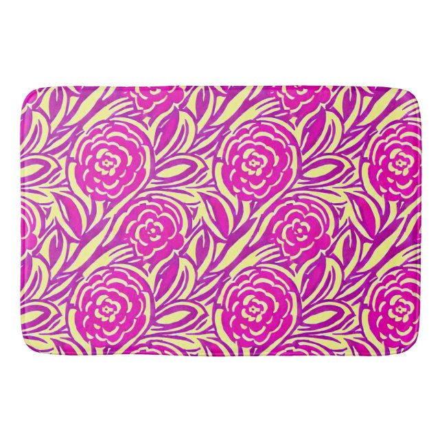 Alfombrilla De Baño Bright Boho Floral Swirl Watercolor (Anverso)