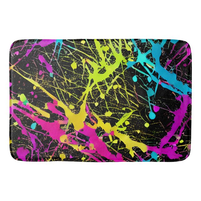Alfombrilla De Baño Bright Neon Paint Splatter (Anverso)
