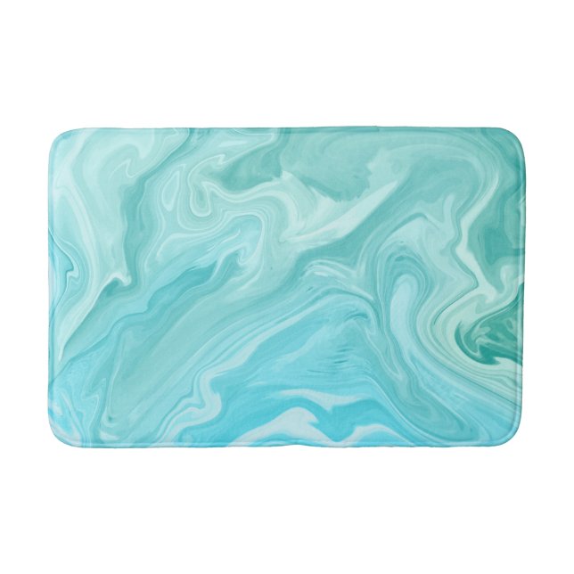 Alfombrilla De Baño Brilla de mármol verde y azul Resumen Brisa oceáni (Anverso)