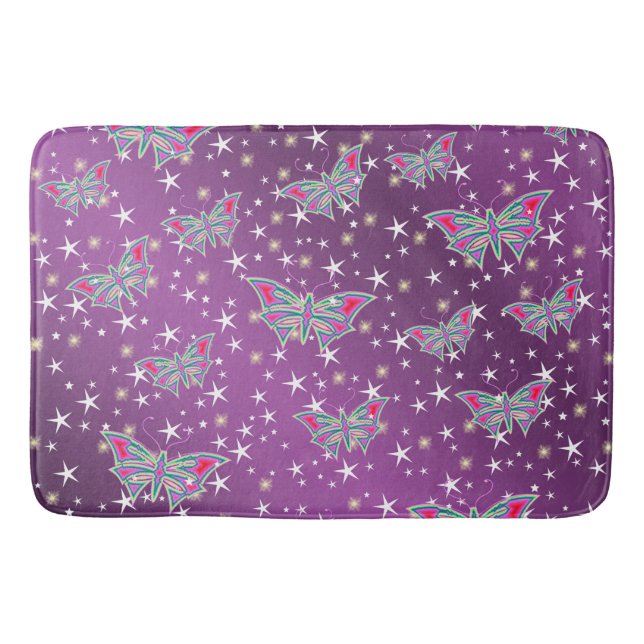 Alfombrilla De Baño brillante, brillante, mariposas exclusivas + patró (Anverso)