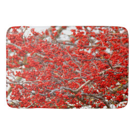 Alfombrilla De Baño Brillante Red Winterberries Holly Tree Berries