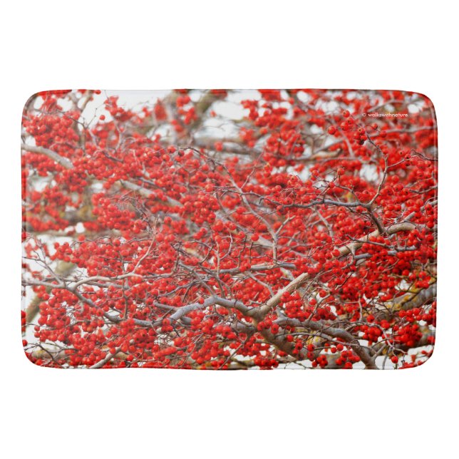 Alfombrilla De Baño Brillante Red Winterberries Holly Tree Berries (Anverso)