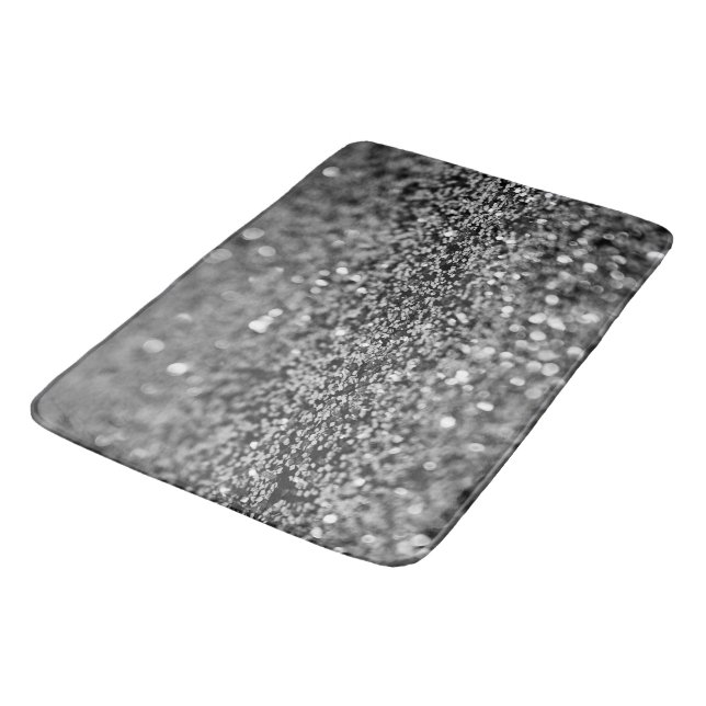 Alfombrilla De Baño Brillo gris plateado Bokeh Glam 2 (Angular)