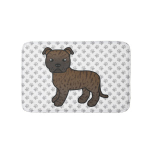 Alfombrilla De Baño Brindle English Staffie Perro De Dibujos Animados 