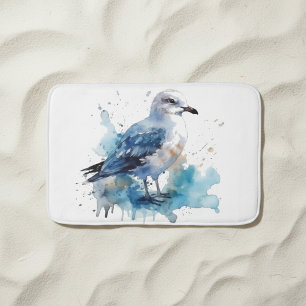 Alfombrilla De Baño Brisa Oceánica: Gaviota Acuarela