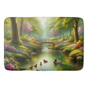 Alfombrilla De Baño Brook de primavera con patos/flores
