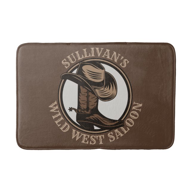 Alfombrilla De Baño Brotes de Cowboy West Saloon personalizados (Anverso)