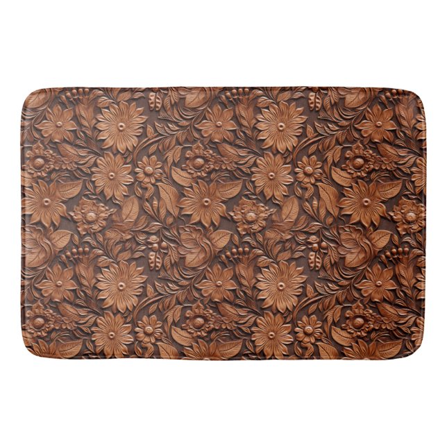 Alfombrilla De Baño Brown Boho Floral (Anverso)