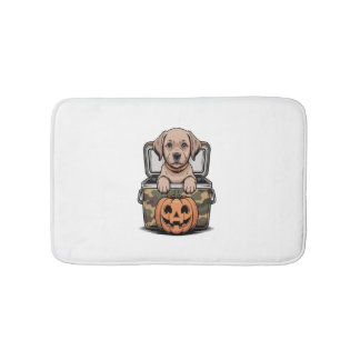 Alfombrilla De Baño Brown Lab Dog Halloween Spooky