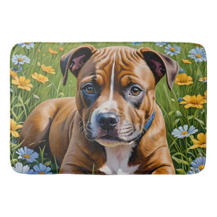 Alfombrilla De Baño Brown Staffordshire Bull Terrier Cuppy Acryli Art,