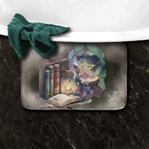 Alfombrilla De Baño Brujería   Tomos del libro de deletreo en pastel y