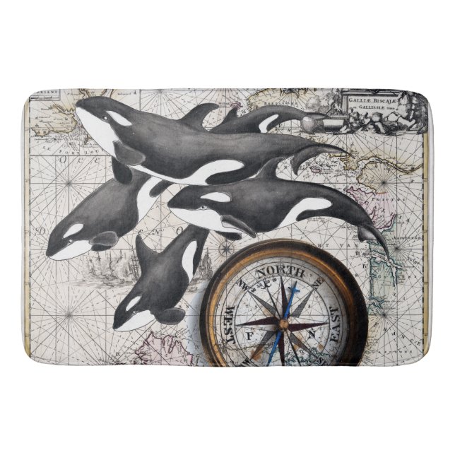Alfombrilla De Baño Brújula nautica orca (Anverso)