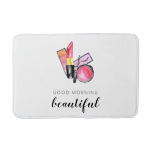 Alfombrilla De Baño Buenos días hermosa maquillaje pintalabios de colo