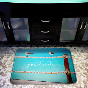 Alfombrilla De Baño Buenos vibraciones citan foto de pájaros de la pla