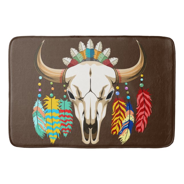 Alfombrilla De Baño Buffalo Skull Native American Emblem (Anverso)