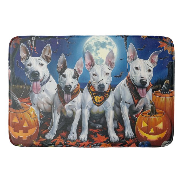 Alfombrilla De Baño Bull Terrier Halloween Spooky (Anverso)