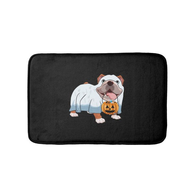 Alfombrilla De Baño Bulldog fantasma Perro de Halloween (Anverso)
