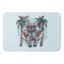 Alfombrilla De Baño Bulldog Francés con Camiseta Hawaiana