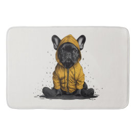 Alfombrilla De Baño Bulldog francés lindo con el abrigo
