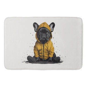 Alfombrilla De Baño Bulldog francés lindo con el abrigo