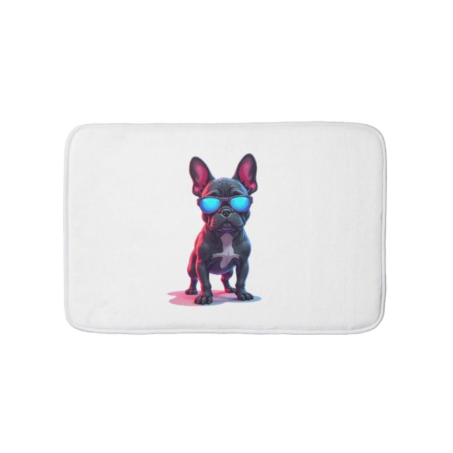 Alfombrilla De Baño Bulldog francés SciFi Con Gafas De Sol Guay (Anverso)