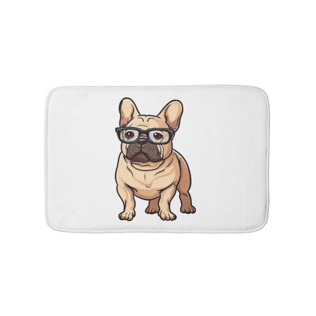 Alfombrilla De Baño Bulldog francés vistiendo gafas (Anverso)