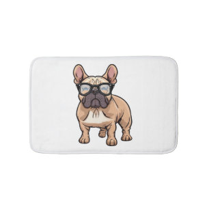 Alfombrilla De Baño Bulldog francés vistiendo gafas