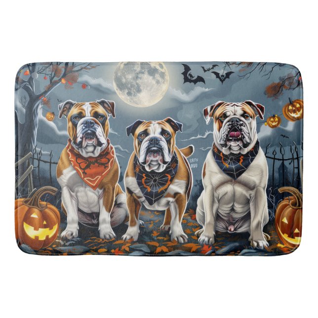 Alfombrilla De Baño Bulldog Halloween Spooky (Anverso)