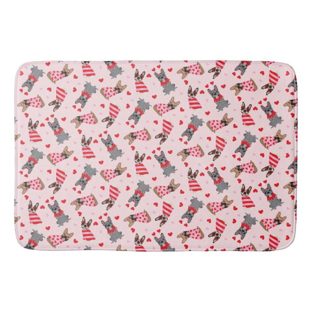 Alfombrilla De Baño Bulldoges de San Valentín (Anverso)