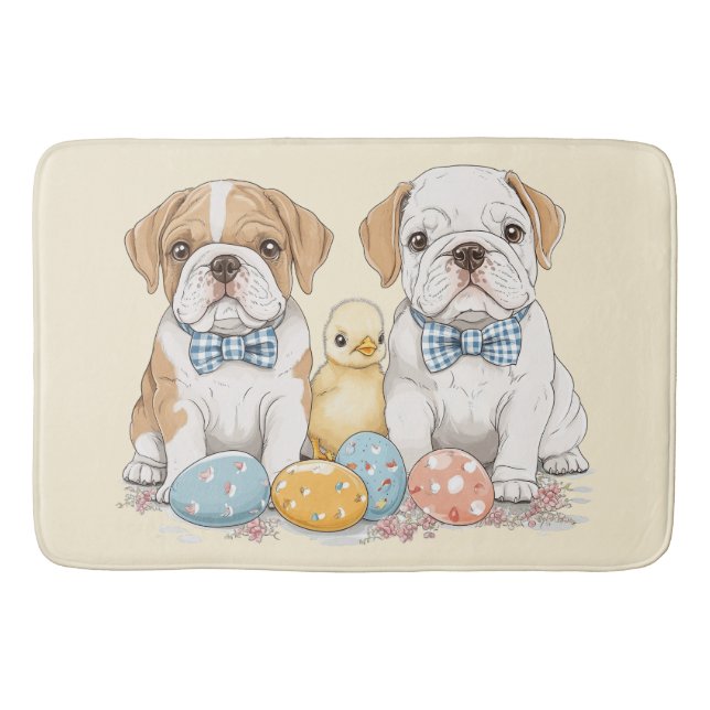 Alfombrilla De Baño Bulldoges en inglés de Pascua (Anverso)