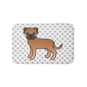 Alfombrilla De Baño Bullmastiff Rojo Perro de Dibujos Animados Lindo &