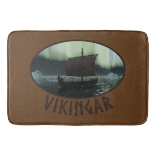 Alfombrilla De Baño Buque Viking Y Luces Del Norte