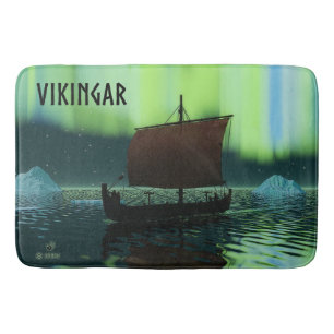 Alfombrilla De Baño Buque Viking Y Luces Del Norte