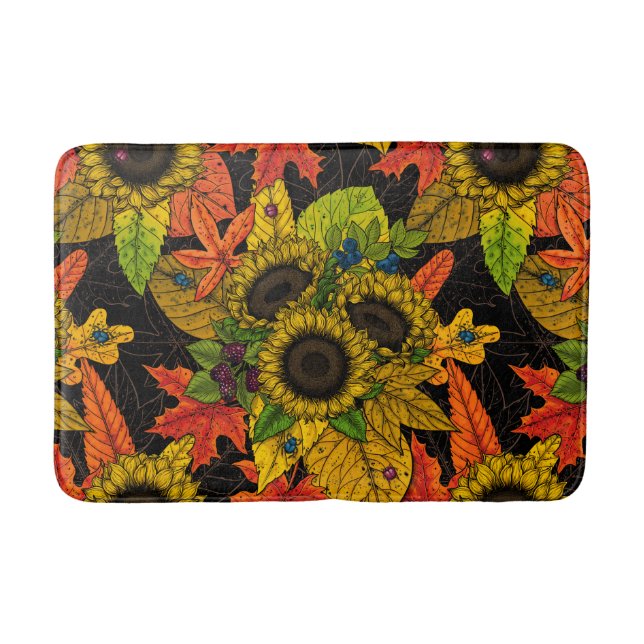 Alfombrilla De Baño Buquet de otoño sobre negro (Anverso)