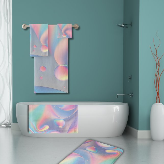 Alfombrilla De Baño Burbuja de arcoiris pastel media 20"x30" (Pastel psychedelic chic bath mats to add cheeriness to the powder room bath. Compliments many styles)