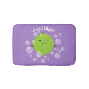 Alfombrilla De Baño Burbujas de cal verde suave ilustracion personaliz