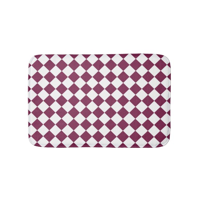 Alfombrilla De Baño Burgundy White Checker Diamond Pattern (Anverso)