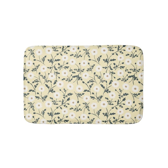 Alfombrilla De Baño Butter Yellow Cream Modern Farmhouse Daisy Pattern (Anverso)
