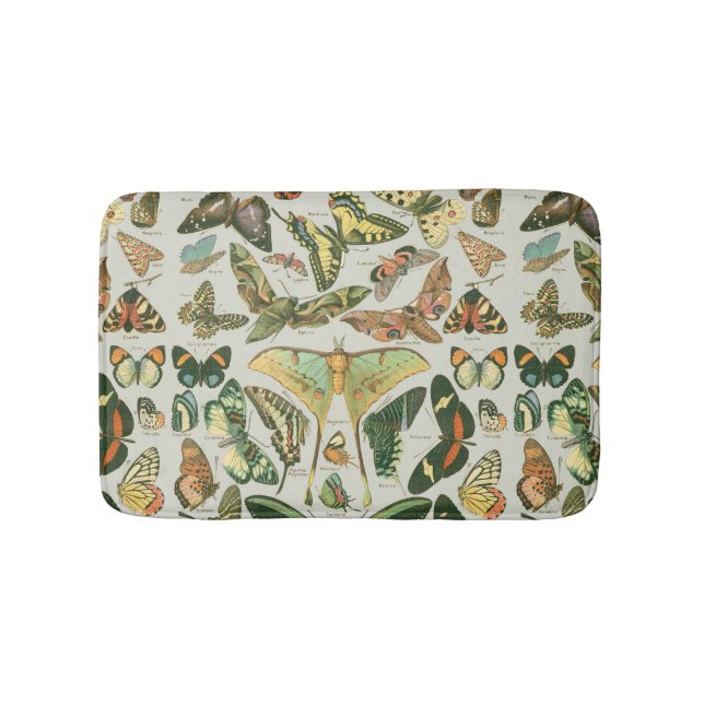 Alfombrilla De Baño Butterfly Vintage Antiguo Butterflies Art (Anverso)