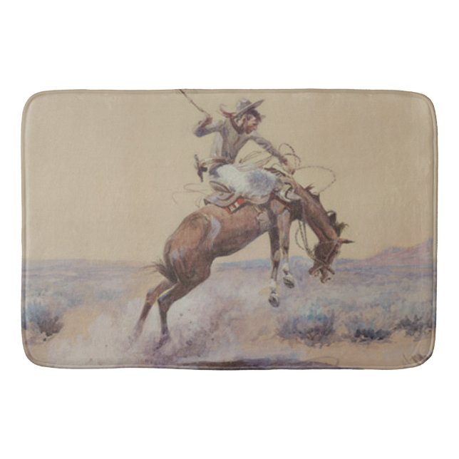 Alfombrilla De Baño C M Russell A Bad One Western Bronc Rider (Anverso)