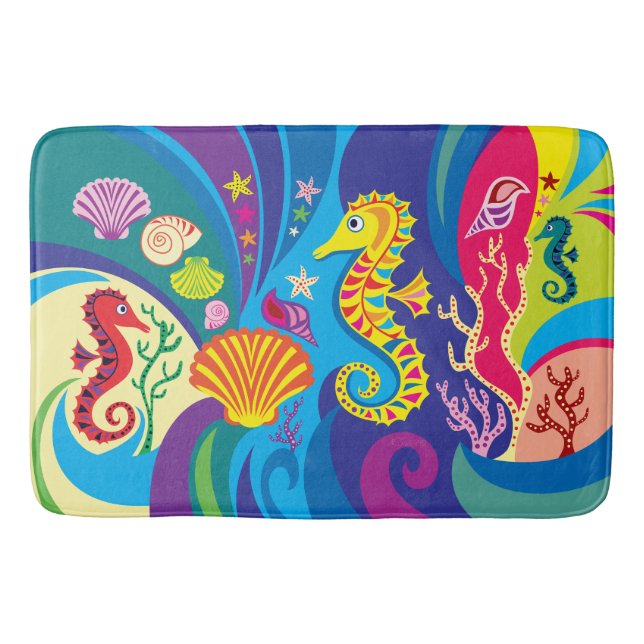Alfombrilla De Baño Caballito de mar náutico (Anverso)