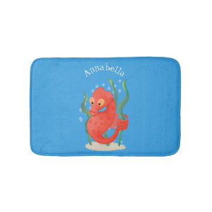 Alfombrilla De Baño Caballito de mar pigmeo de dibujos animados mono