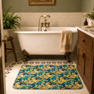 Alfombrilla De Baño Caballitos de Mar Hippocampus Alados en Patrón Oce