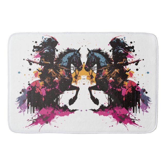 Alfombrilla De Baño Caballo de guerrero en acuarela (Anverso)