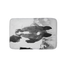 Alfombrilla De Baño Caballo de invierno negro y blanco