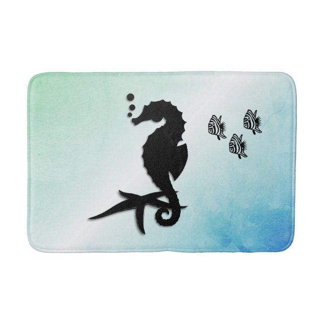 Alfombrilla De Baño Caballo de mar al verde (Anverso)