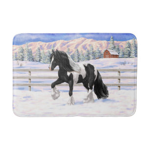 Alfombrilla De Baño Caballo de Vanner de Black Pinto Piebald Gypsy