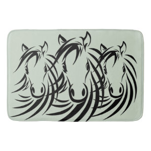 Alfombrilla De Baño Caballo negro de cabeza verde
